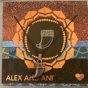 Alex and Ani Black and Gold Tiger’s Claw 18” Adj Necklace Midnight Silver NEW